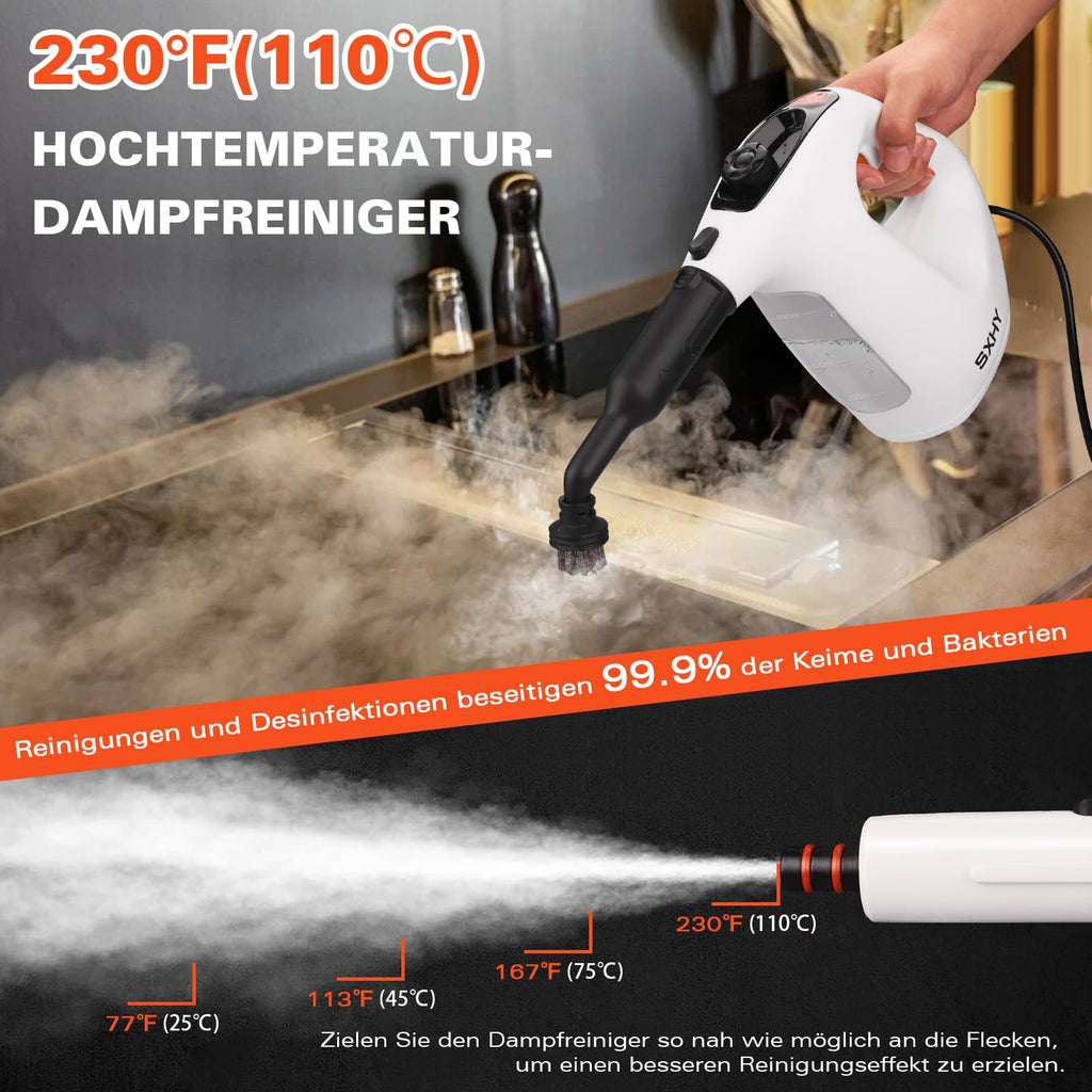 SXHY Przenośny odkurzacz parowy Wielofunkcyjny zestaw 11 elementów Przezroczysty zbiornik – Zestaw 11 elementów