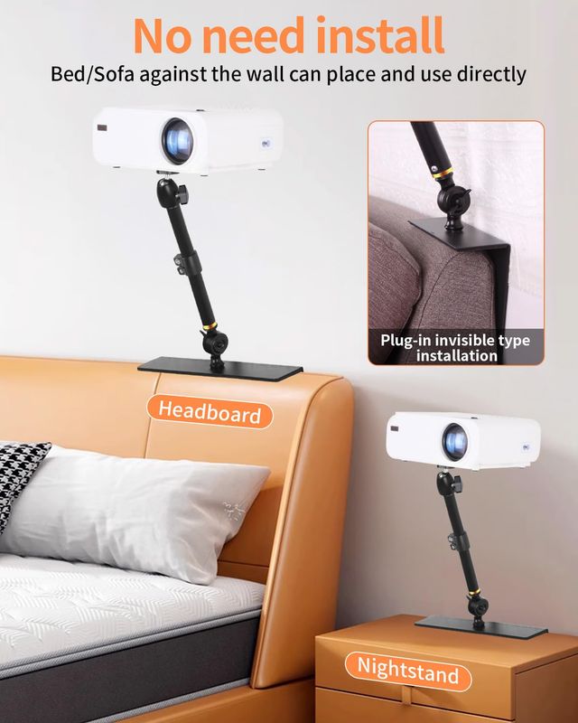 Adjustable Projector Stand for Bed and Sofa, Compatible with 99% of Projectors - Black