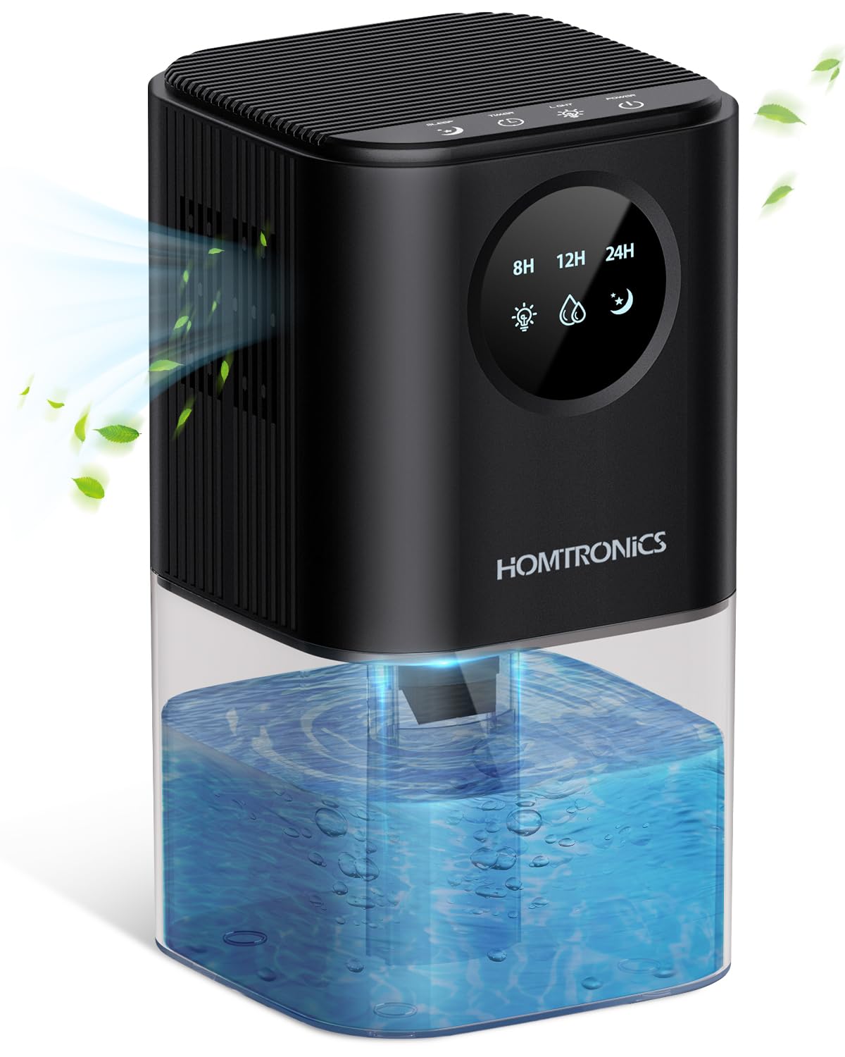 Elektryczny osuszacz powietrza Timer Cichy 7-kolorowe światło nocne Automatyczne wyłączanie – Czarny 1700ml (Kopia)