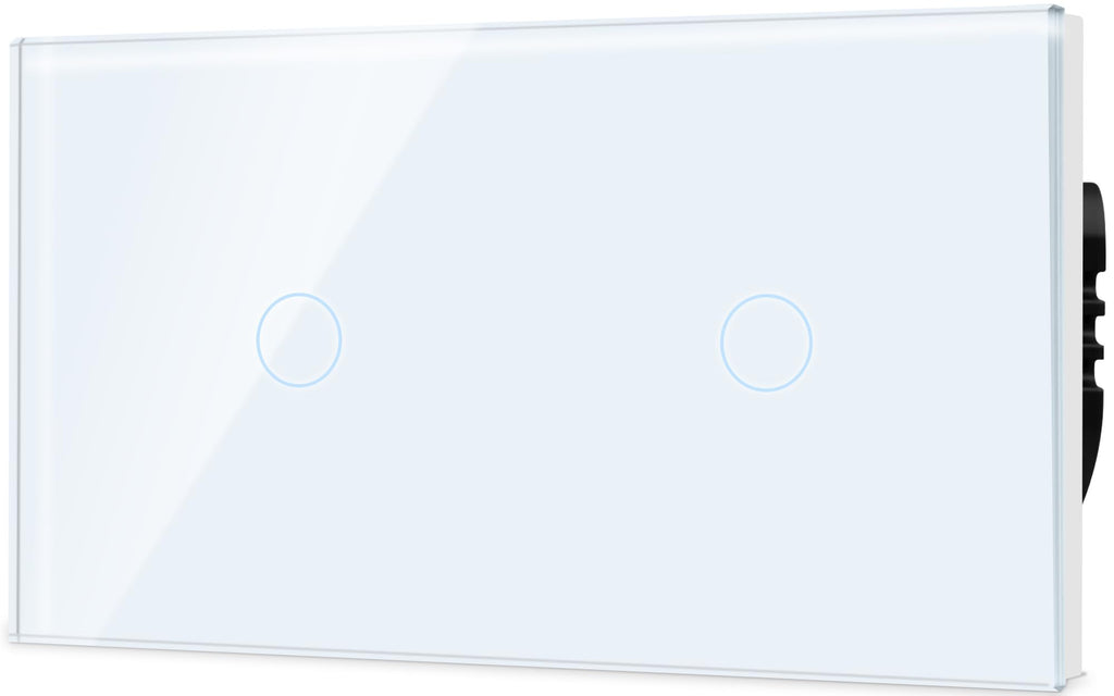 TAWOIA 1-Gang 1-Way Light Switch Glass Plate Touch Control – White 86 x 157 mm