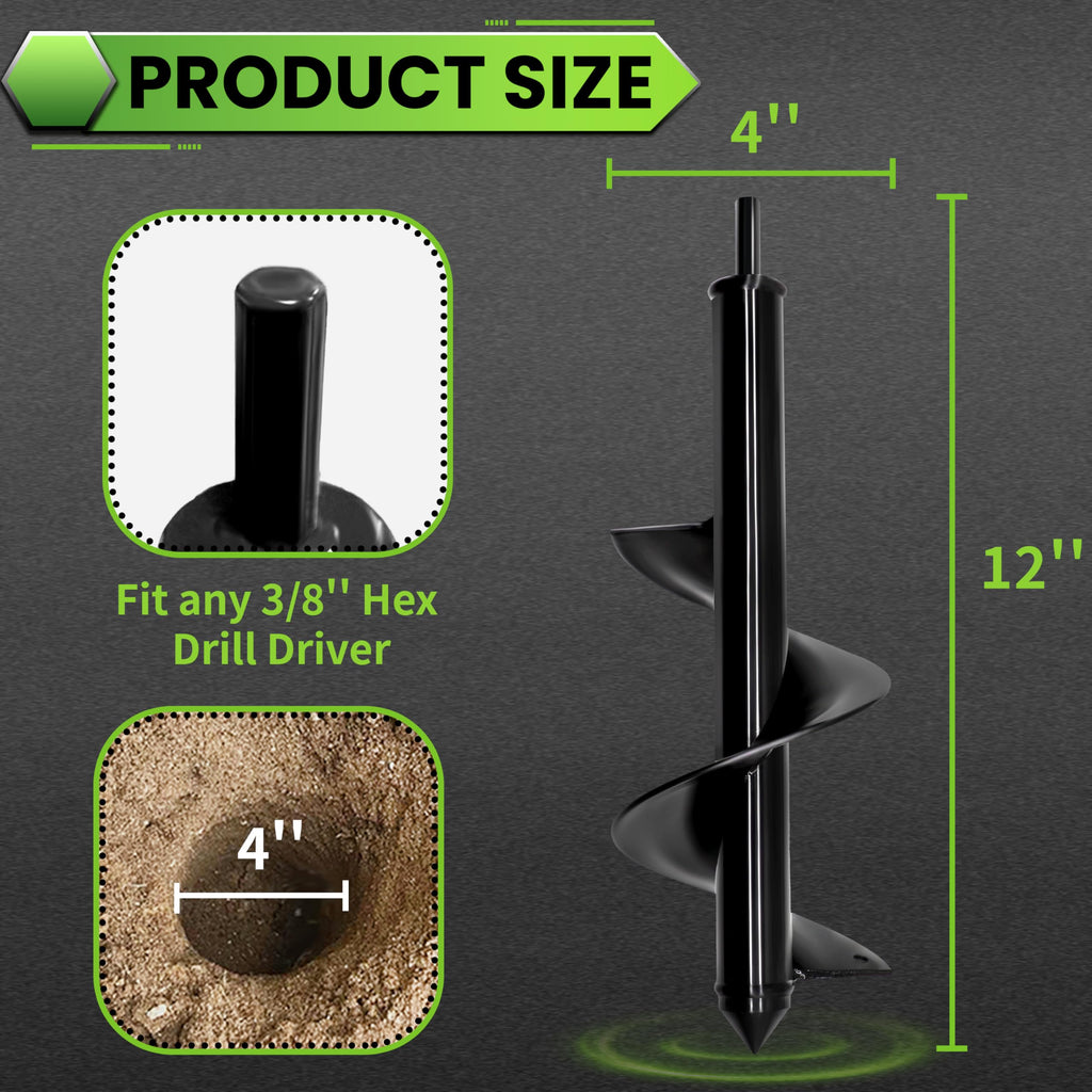 Set of earth augers 4x22 & 10x30cm spiral drills 4x22/10x30cm