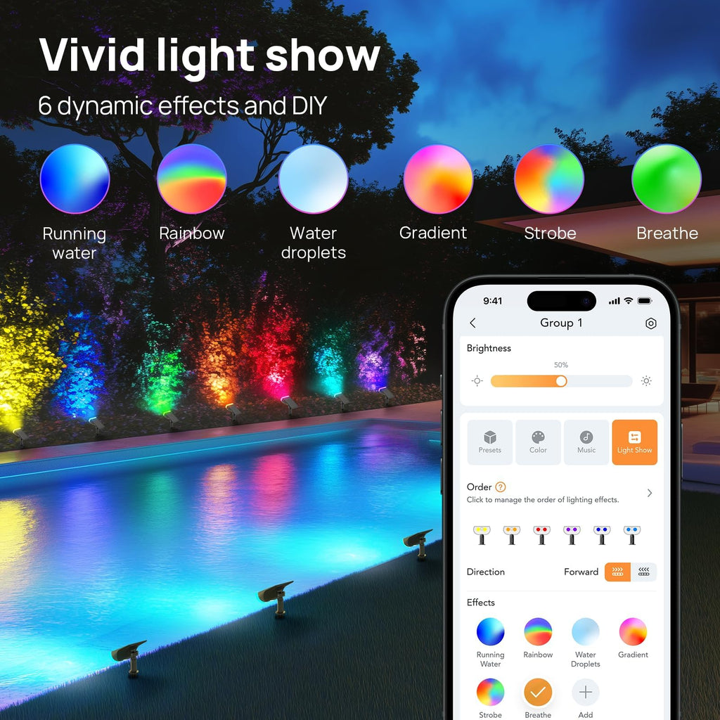 Linkind Outdoor Smart Solar Lights Motion Sensor Color Changing – IP65 4-Pack