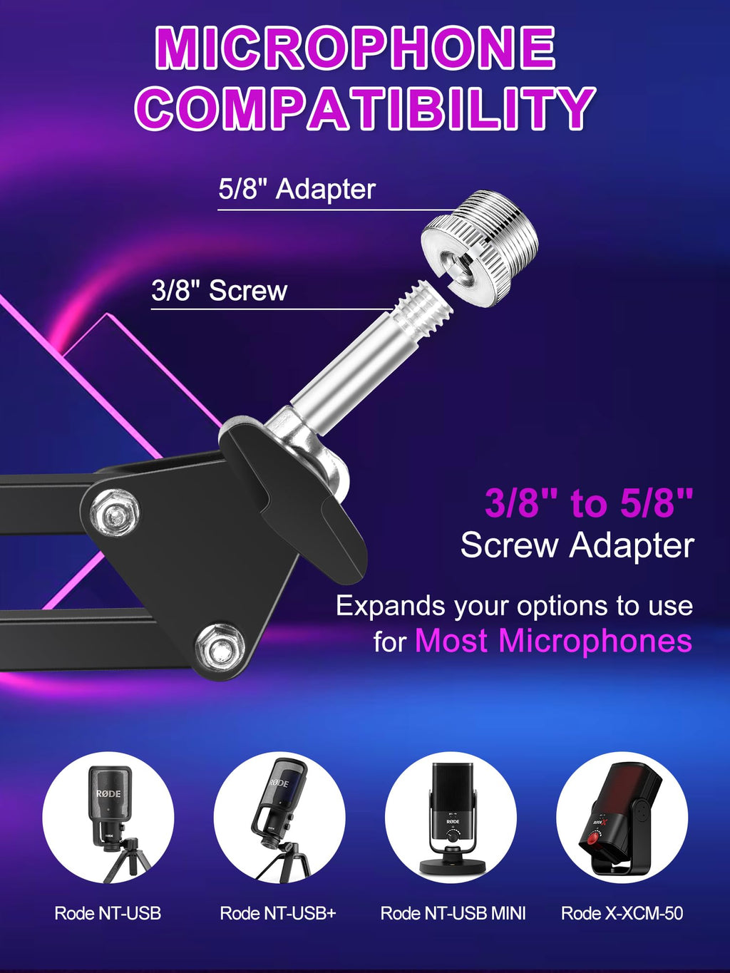 YOUSHARES Microphone Arm Stand for Rode NT-USB+ – Professional Podcast Stand