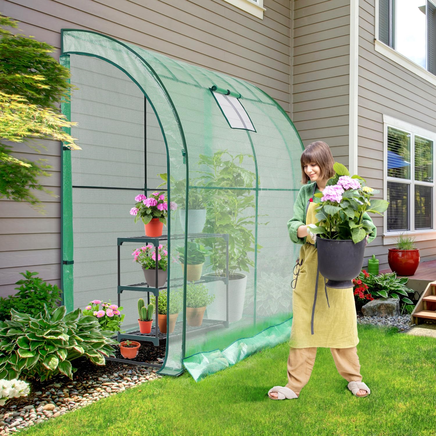 Lean-to greenhouse 200x100x210 cm