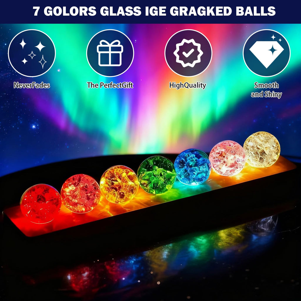 3D Crystal Ball Night Light with Wooden LED Base - 40mm