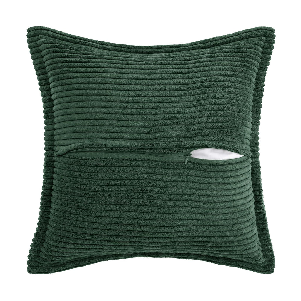 MIULEE Corduroy Cushion Covers 45x65cm - Striped, Dark Green, 2 Pieces