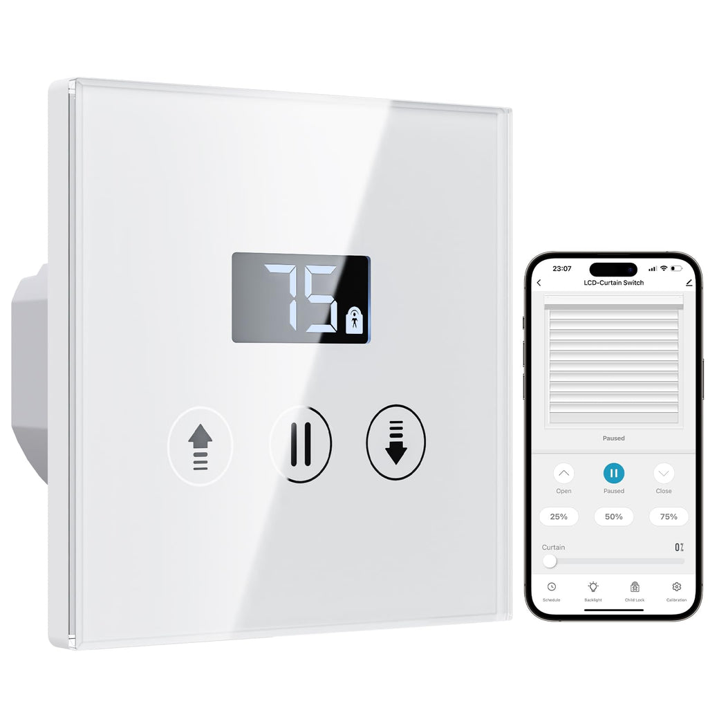 ALLEVOI Smart Wi-Fi Roller Shutter Switch with LED Display - 80x80 mm