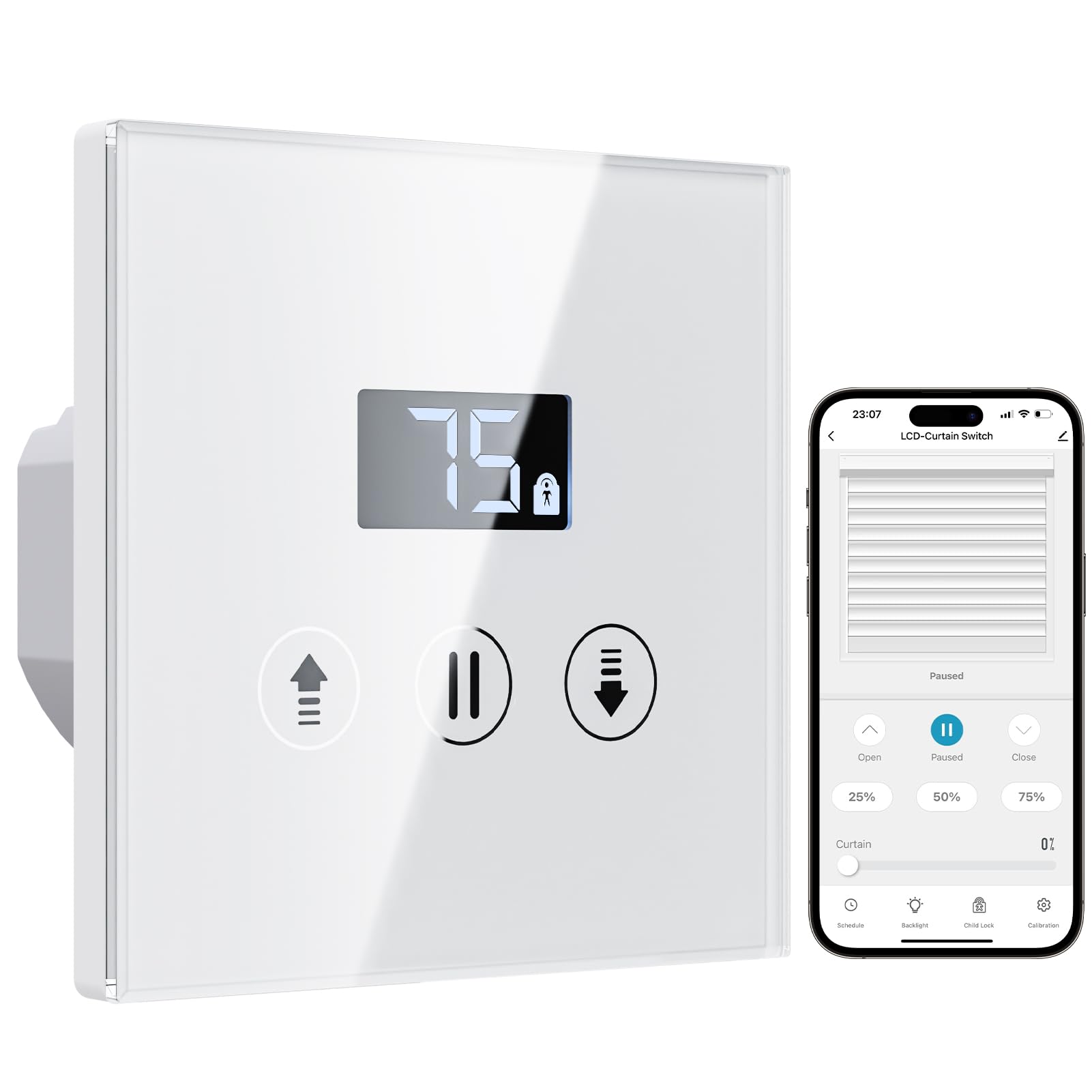 ALLEVOI Smart Wi-Fi Roller Shutter Switch with LED Display - 80x80 mm