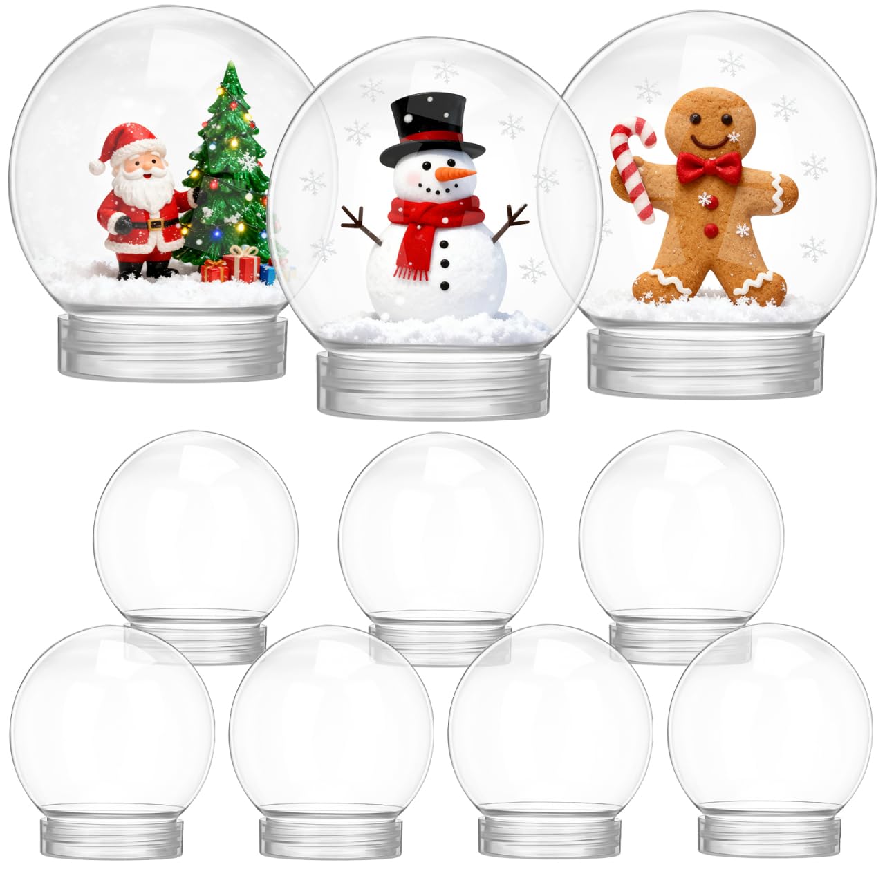 DIY TRANSPARENTNE PLASTIKOWE ŚNIEŻNE KULE ZESTAW DO DEKORACJI 8,7cm