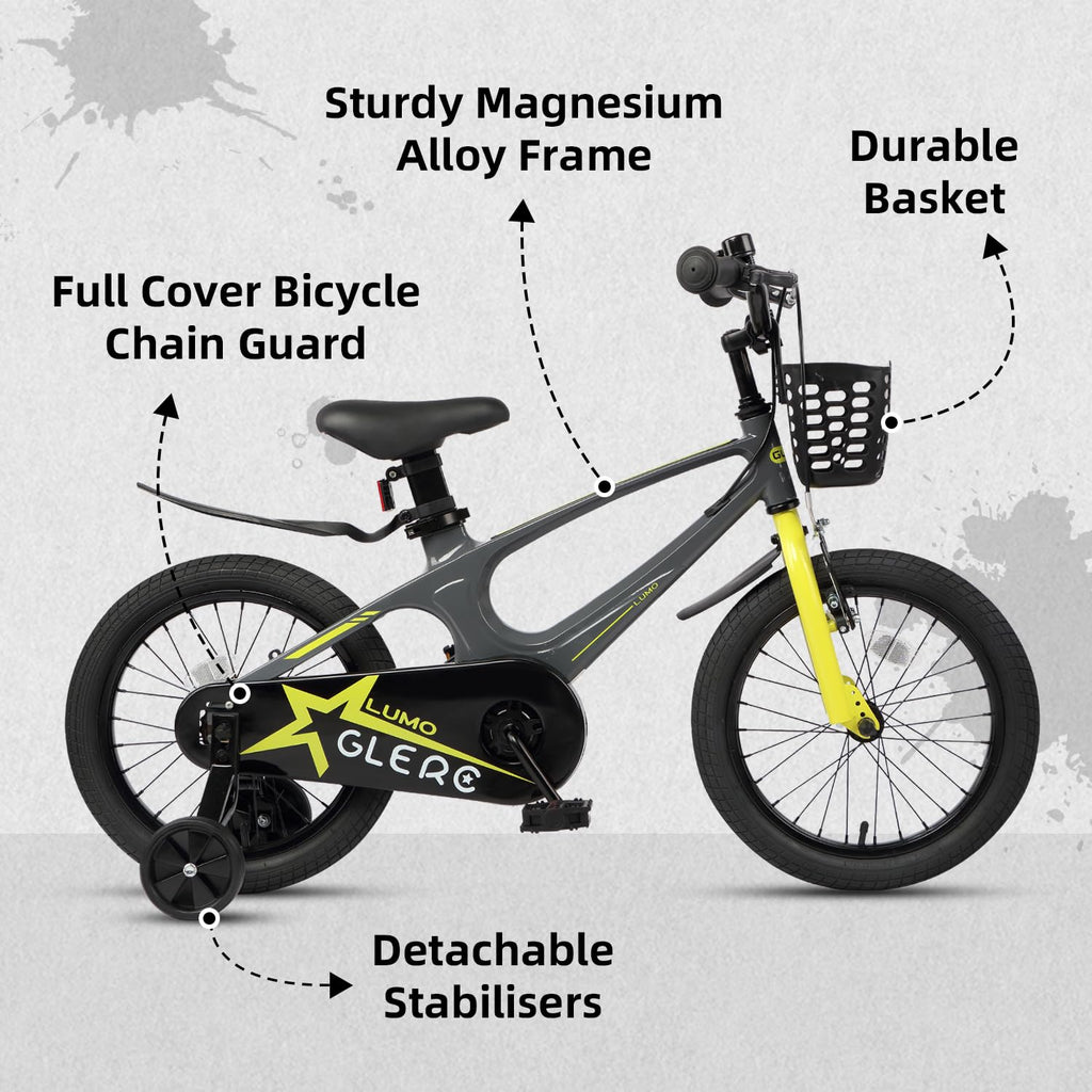 Glerc Lumo Kids' Bike 14 inch – Lightweight Magnesium Frame, Black-Blue, For Children 3-5 years