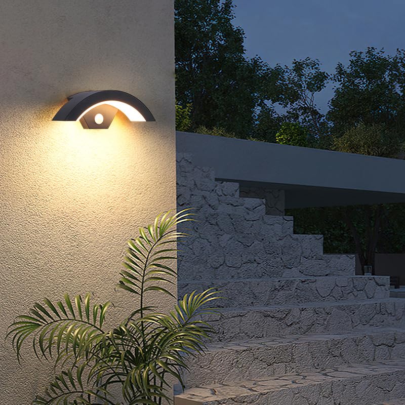 Outdoor LED Wall Light with Motion Sensor – Black