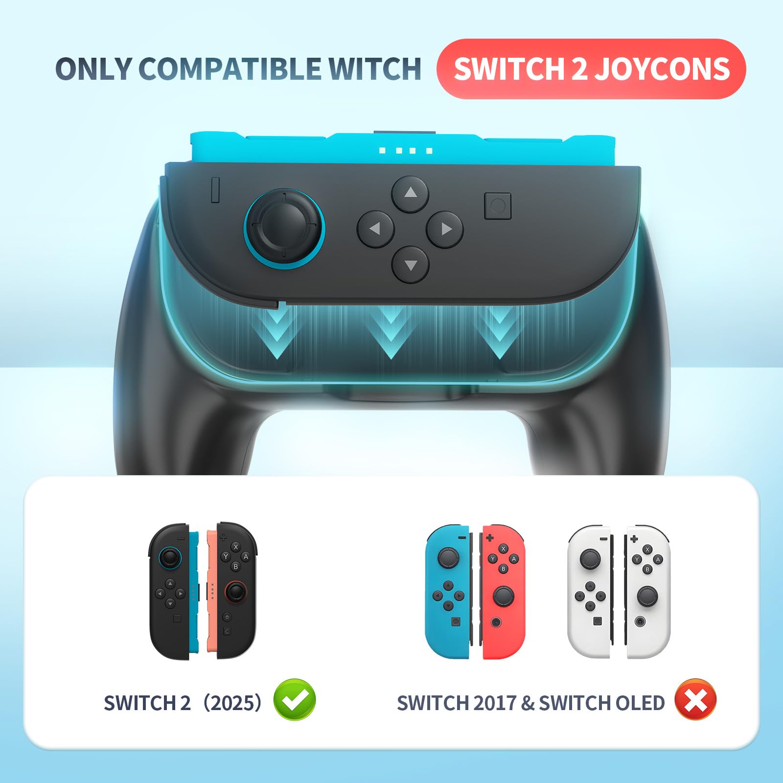 Uchwyty Joy-Con 2 szt ergonomiczne antypoślizgowe z przyciskami SL/SR – 2-Pack