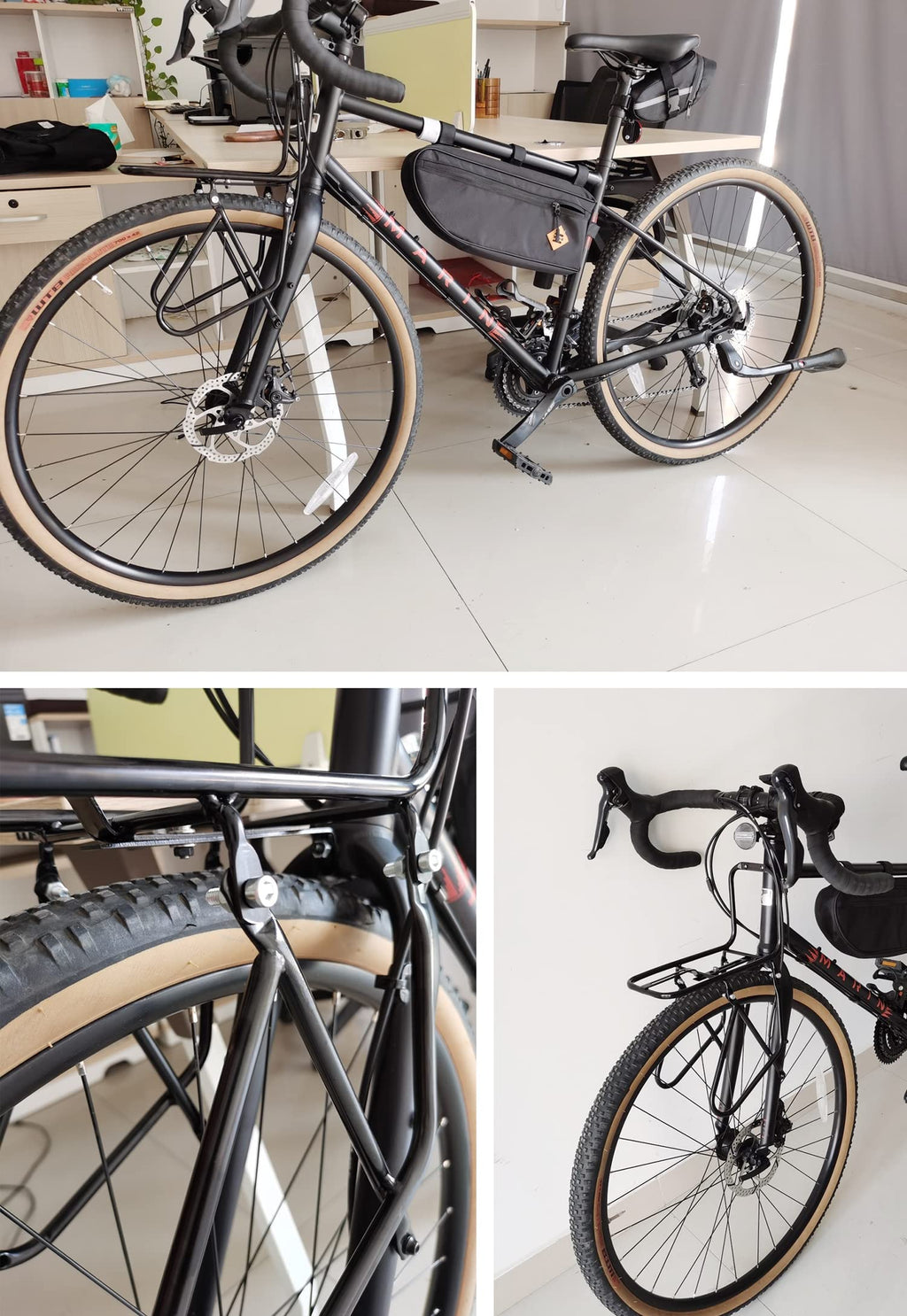 Front Bicycle Rack with 15 kg Capacity with Mounting Device for Disc Brakes/Mountain Bike - Black