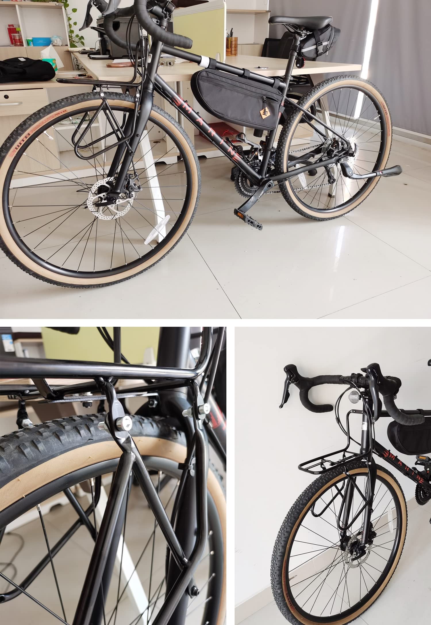 Front Bicycle Rack with 15 kg Capacity with Mounting Device for Disc Brakes/Mountain Bike - Black