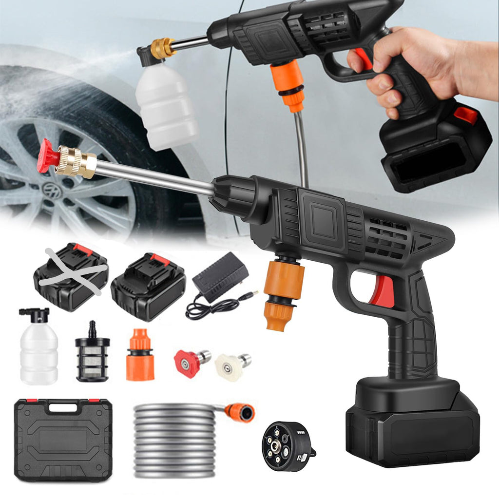 Cordless Pressure Washer 90 bar – 6-in-1 Nozzle, 2 Batteries