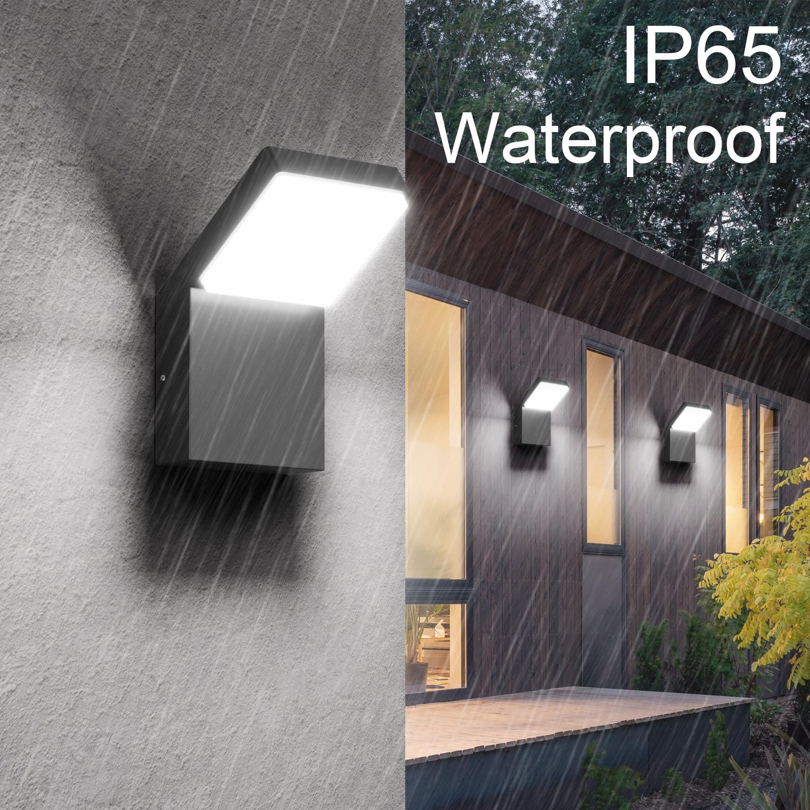 Klighten 24W LED Wall Lamp Indoor/Outdoor – Black 1500 Lumens Cool White