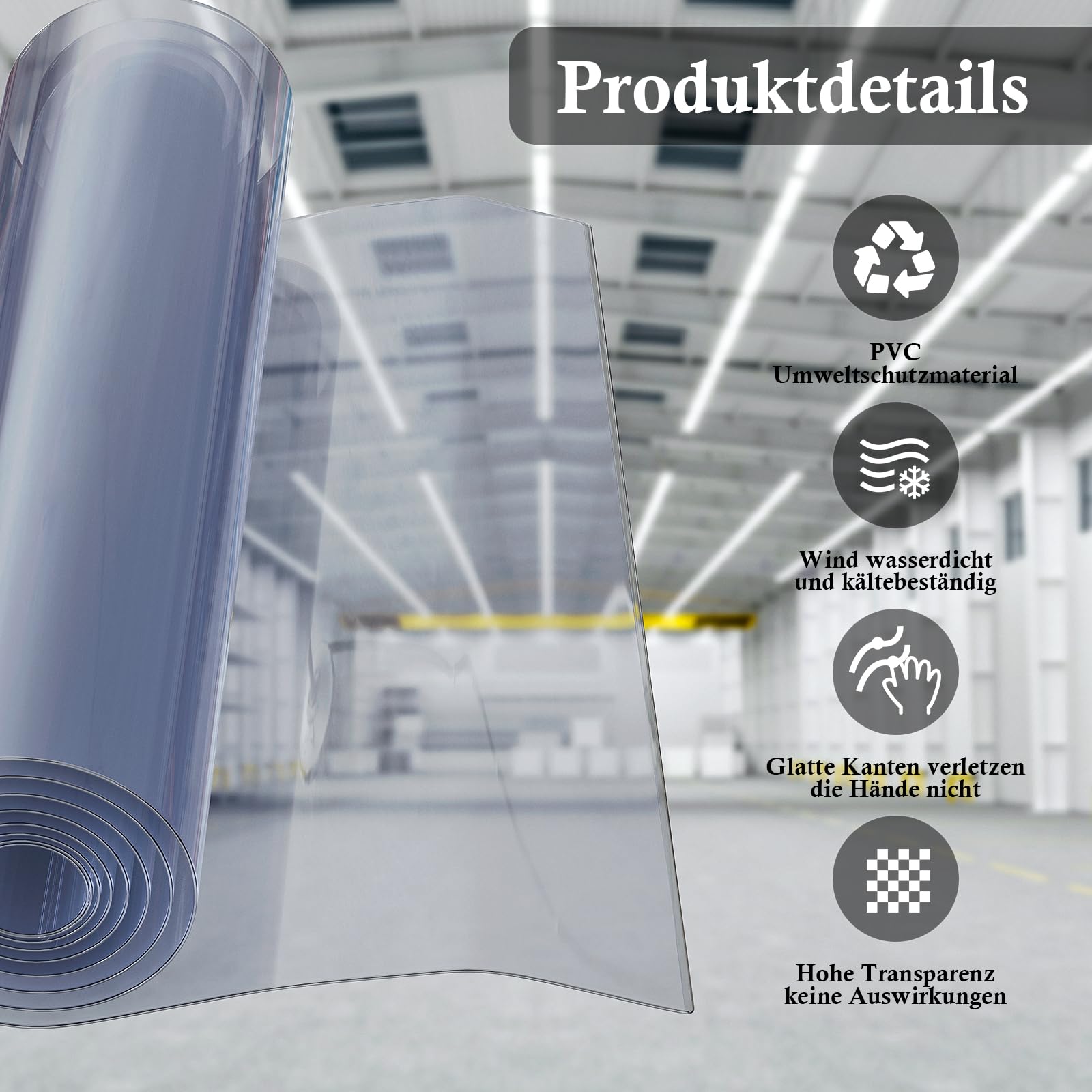 PVC Strip Curtain 90x200cm – Windproof, Waterproof, for Stables and Cold Rooms
