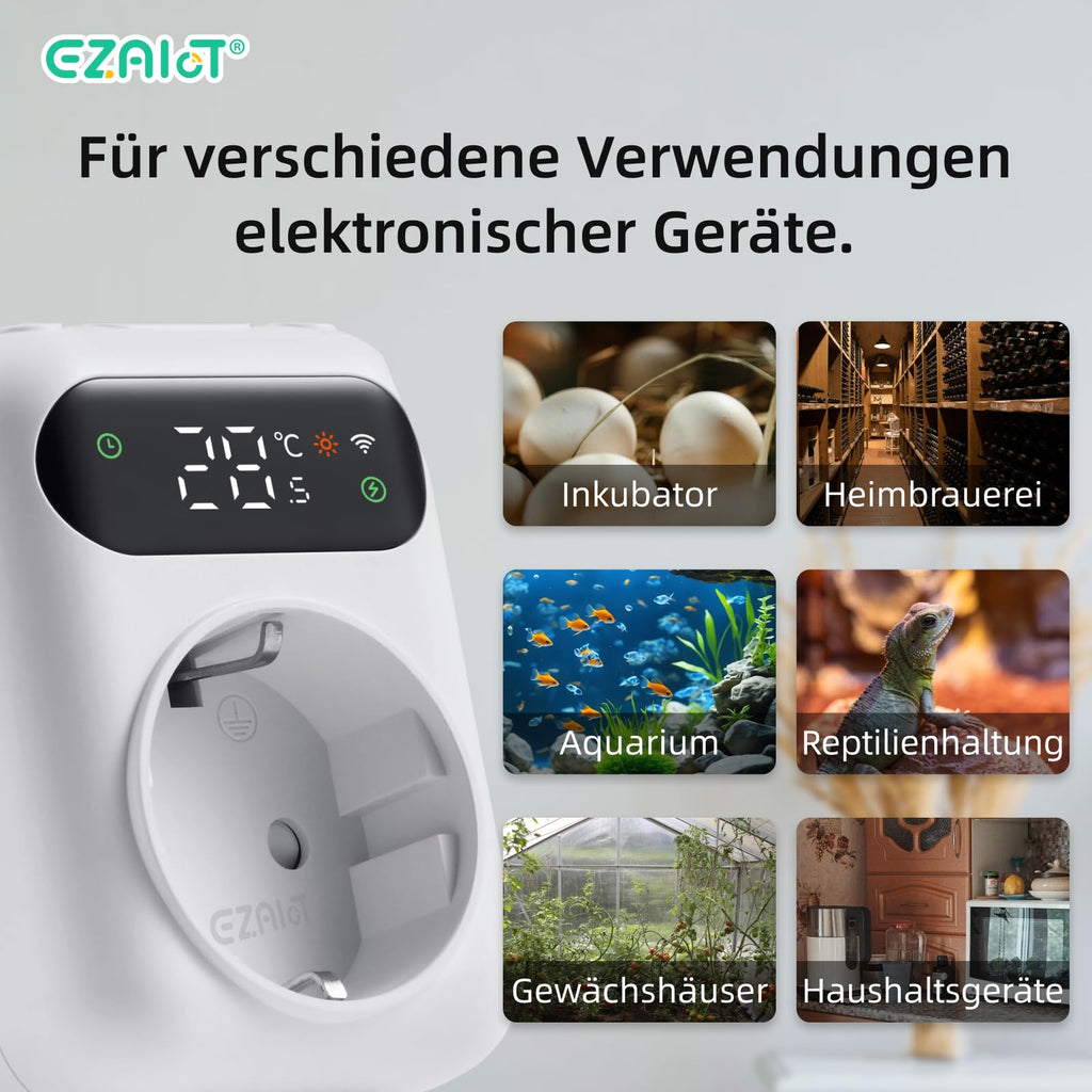 WiFi Thermostat with Timer for Heating and Cooling – Digital 230V with 3m Sensor