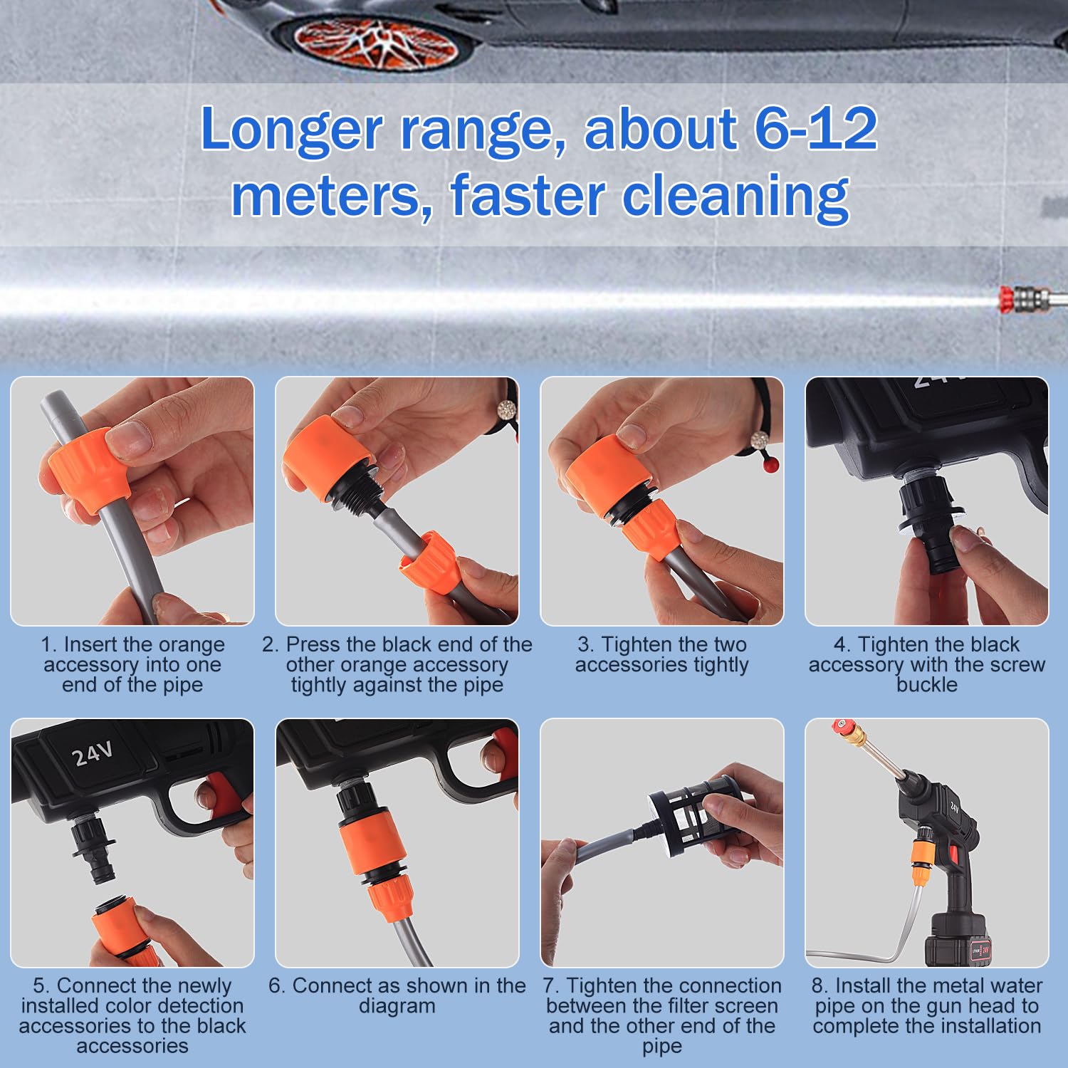 90 Bar Cordless Pressure Washer Portable 6-in-1 Multi-function Nozzle – Outdoor Cleaning Tool