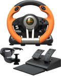 PXN V3 Pro Gaming Steering Wheel with Pedals – 180°, Vibration, Paddle Shift – Orange