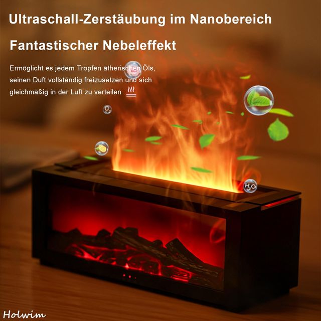 LED Aromatherapy Diffuser 150ml with Remote - 7-Color Flame Effect