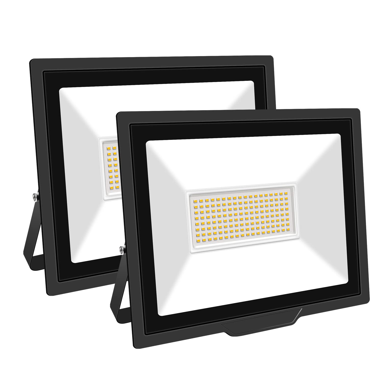 100W Outdoor LED Floodlights – 10000LM, IP66, Warm White (2-pack)