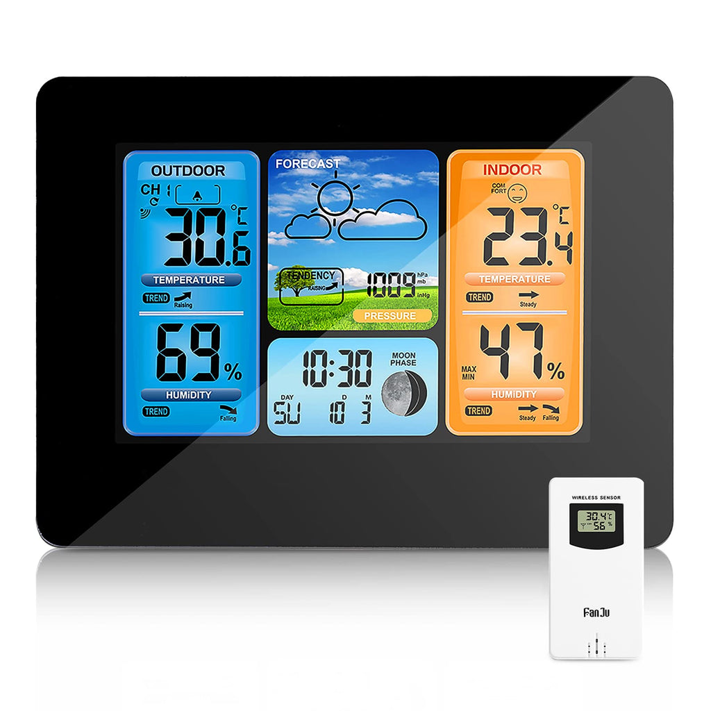 Wireless Weather Station with Digital Forecast and Outdoor Sensor - Black