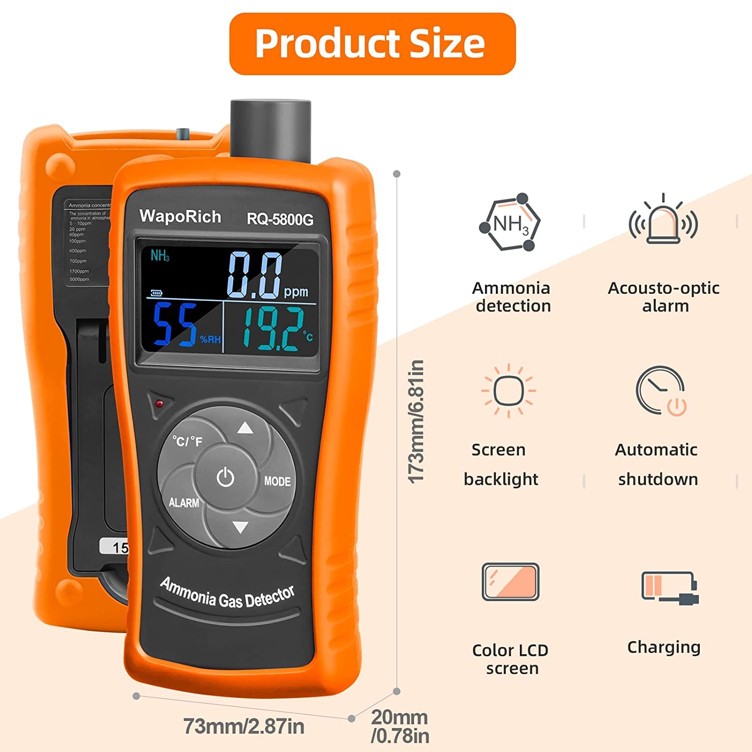 3-in-1 Air Quality Monitor RQ-5800S – PM2.5, HCHO, TVOC
