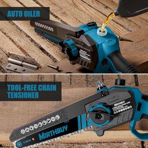 6/8in Brushless Mini Chainsaw with 8000mAh Battery, Upgraded Chain Lubrication – 6/8in