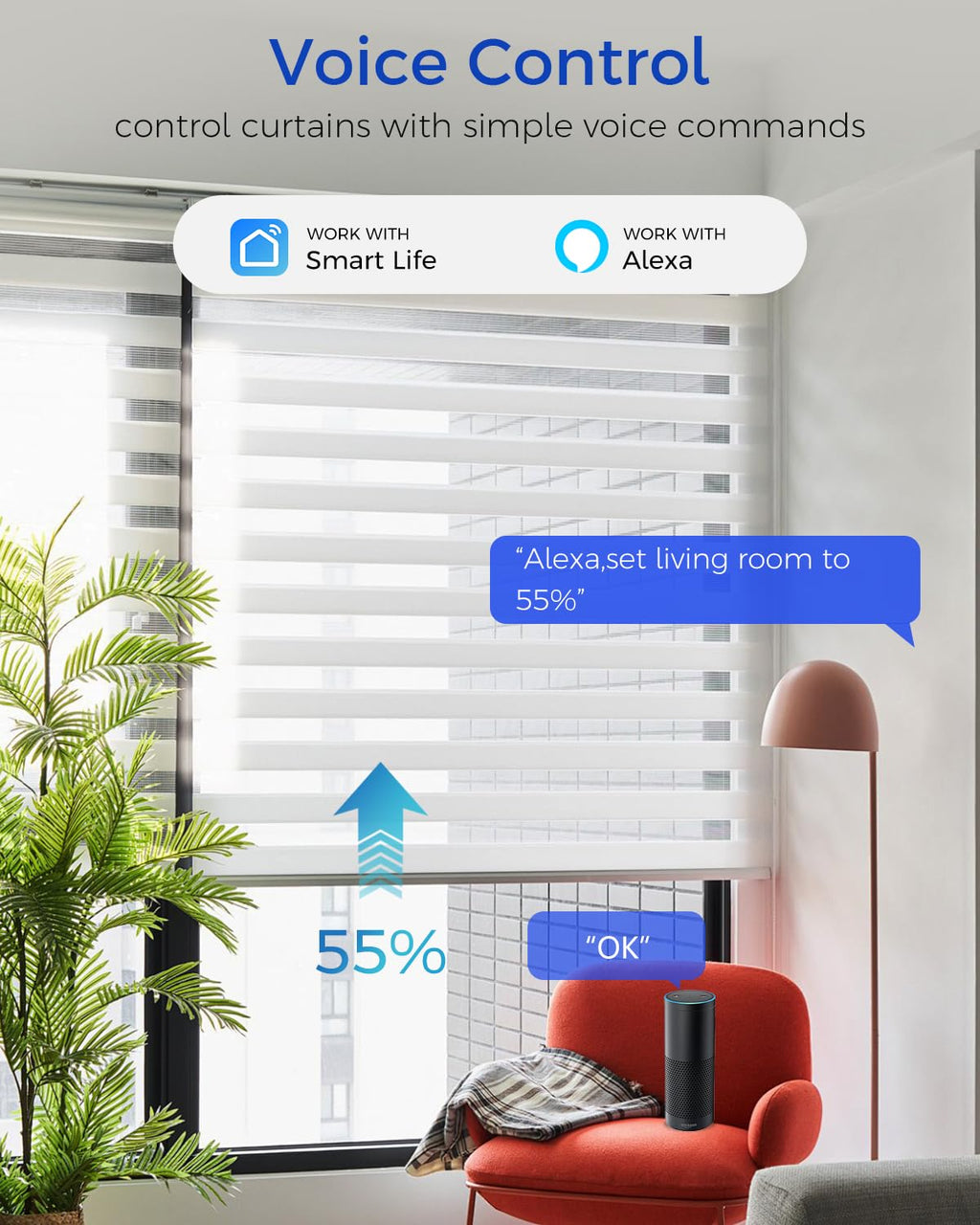 HEUXGIR Smart Roller Shutter Switch 2-Pack Smart Blind Control Compatible with Alexa/Google – 86mm