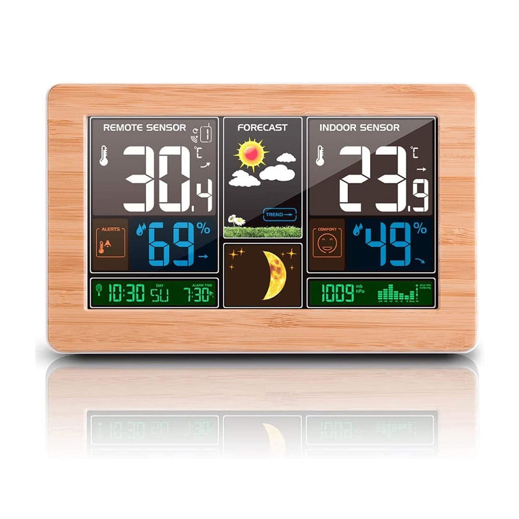 Wireless weather station with outdoor sensor - Color display, digital thermometer