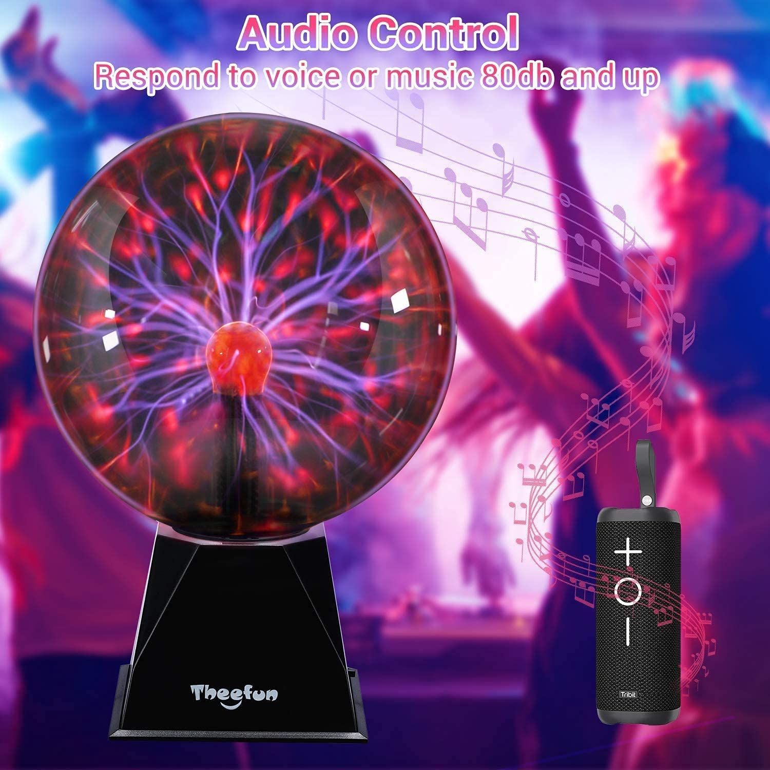8-inch Touch and Sound Activated Plasma Ball Decorative Plasma Lamp