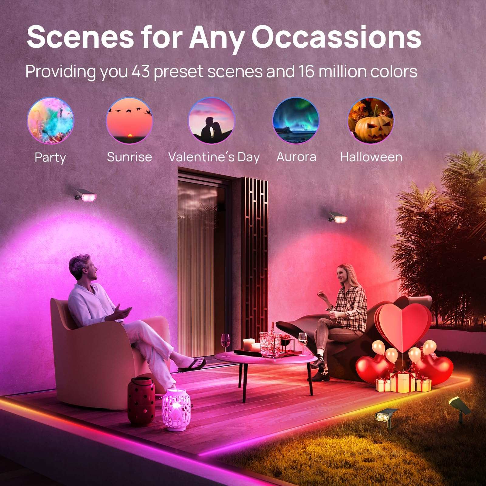 Linkind Outdoor Smart Solar Lights Motion Sensor Color Changing – IP65 4-Pack