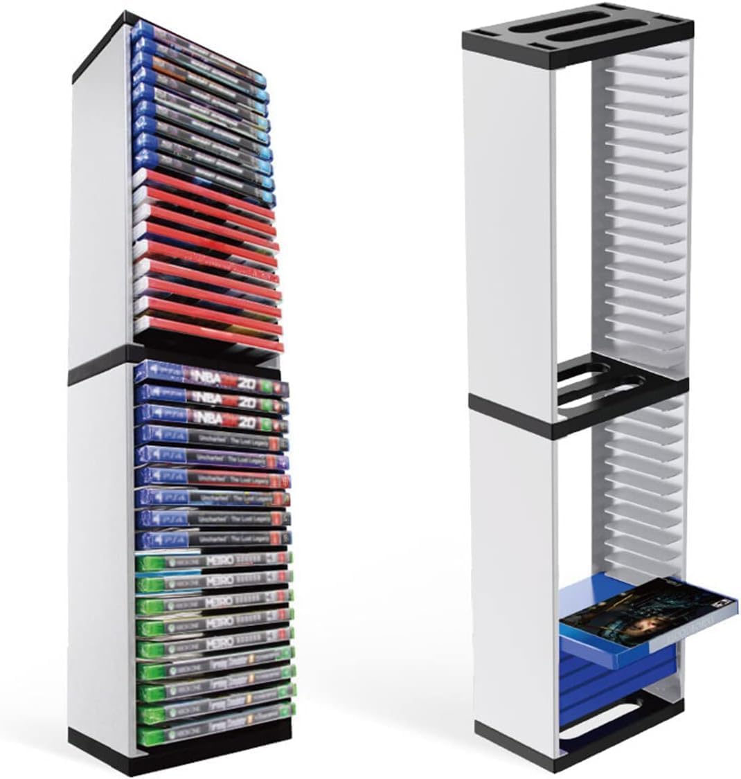 Stojak na gry 36 miejsc – PS5, Xbox, Nintendo (Biały)