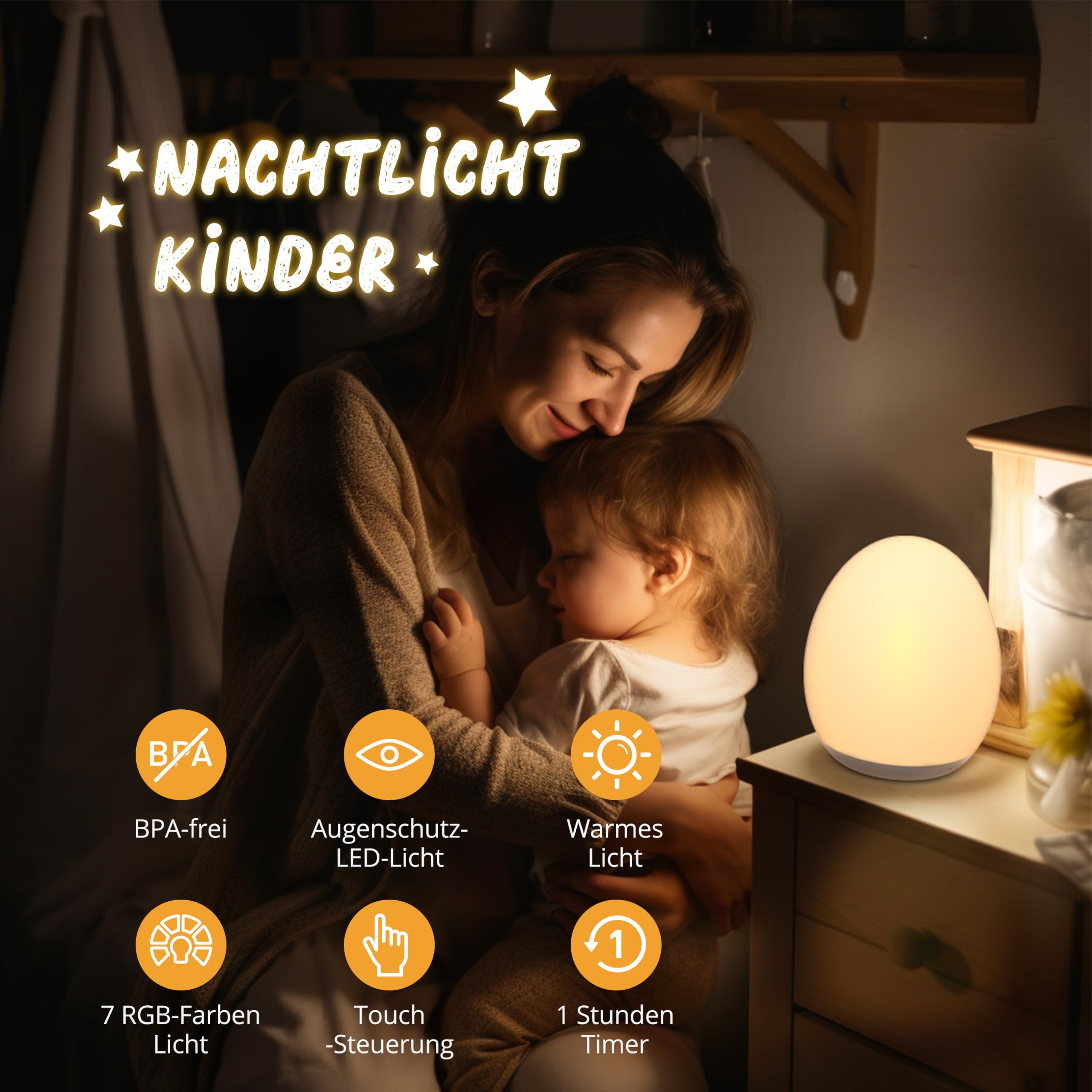 Children's Night Light 8 Colors – White