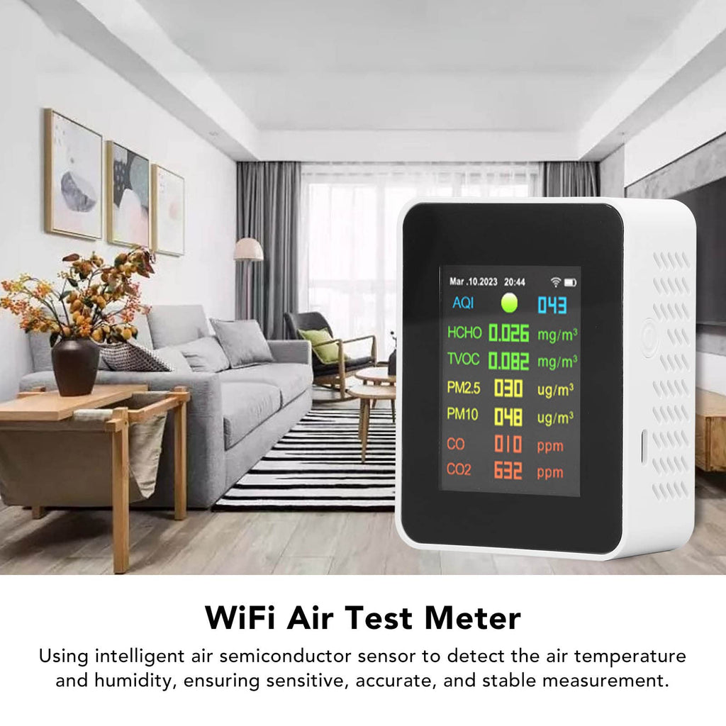 KIMISS Air Quality Monitor CO2 Detector WiFi – PM2.5, PM10, HCHO, CO