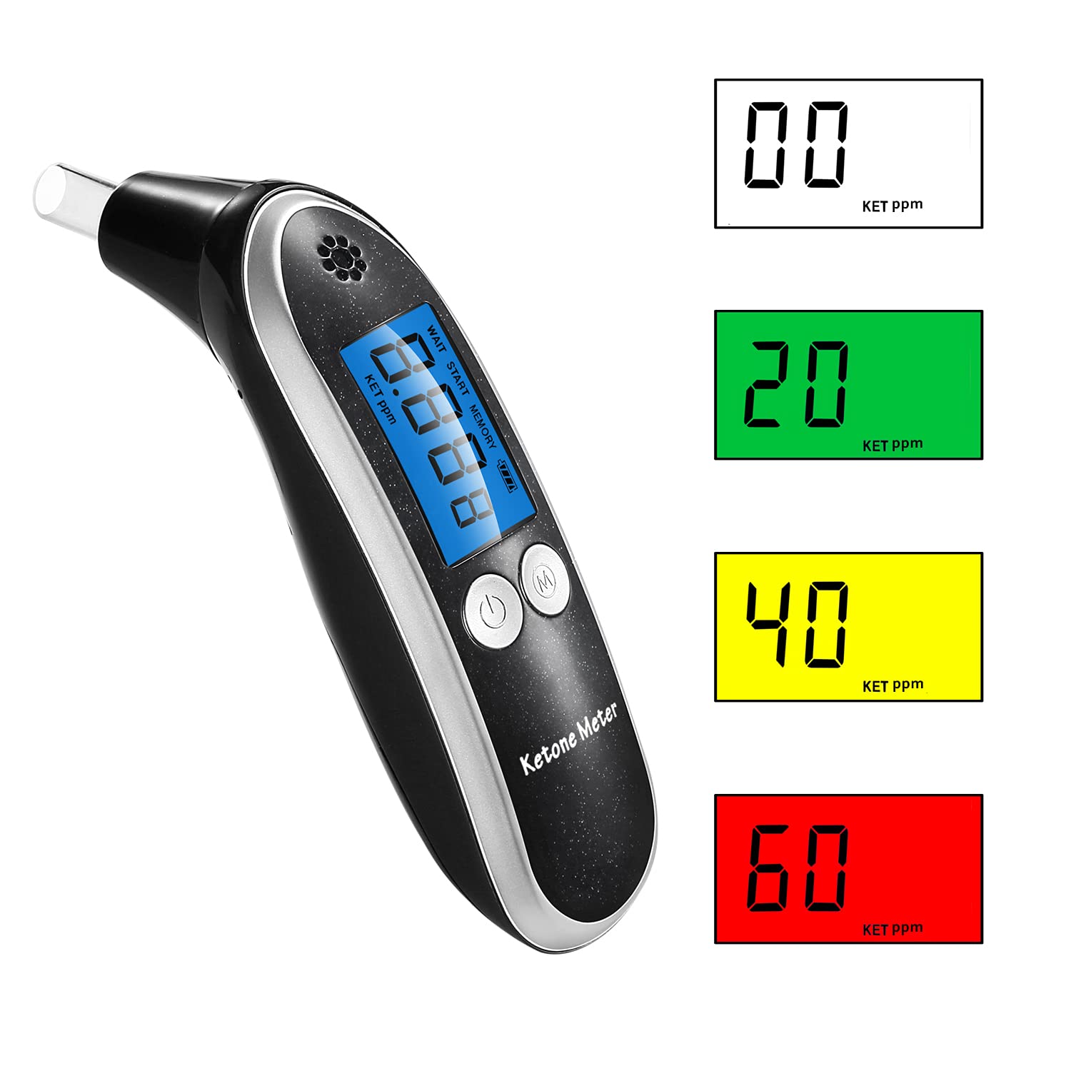 Digital Ketone Meter Portable Breath Tester Instant Results – 10 Mouthpieces