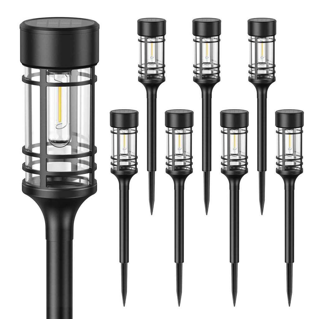 BUCASA Solar Garden Lights – Set of 8, IP65, Warm White Light