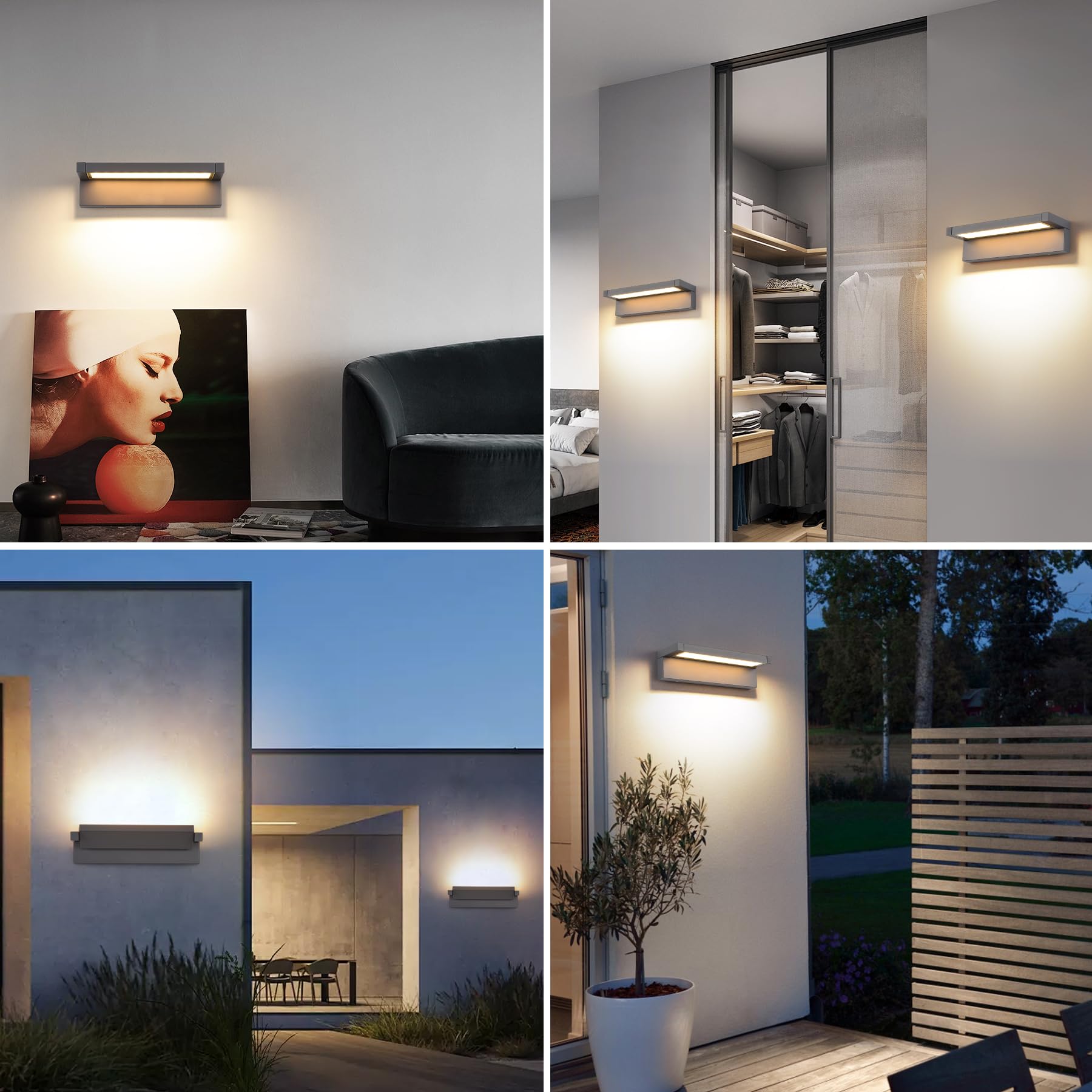 36W LED Outdoor Wall Lamp IP65 Waterproof with 350° Rotatable Panel – Dark Grey