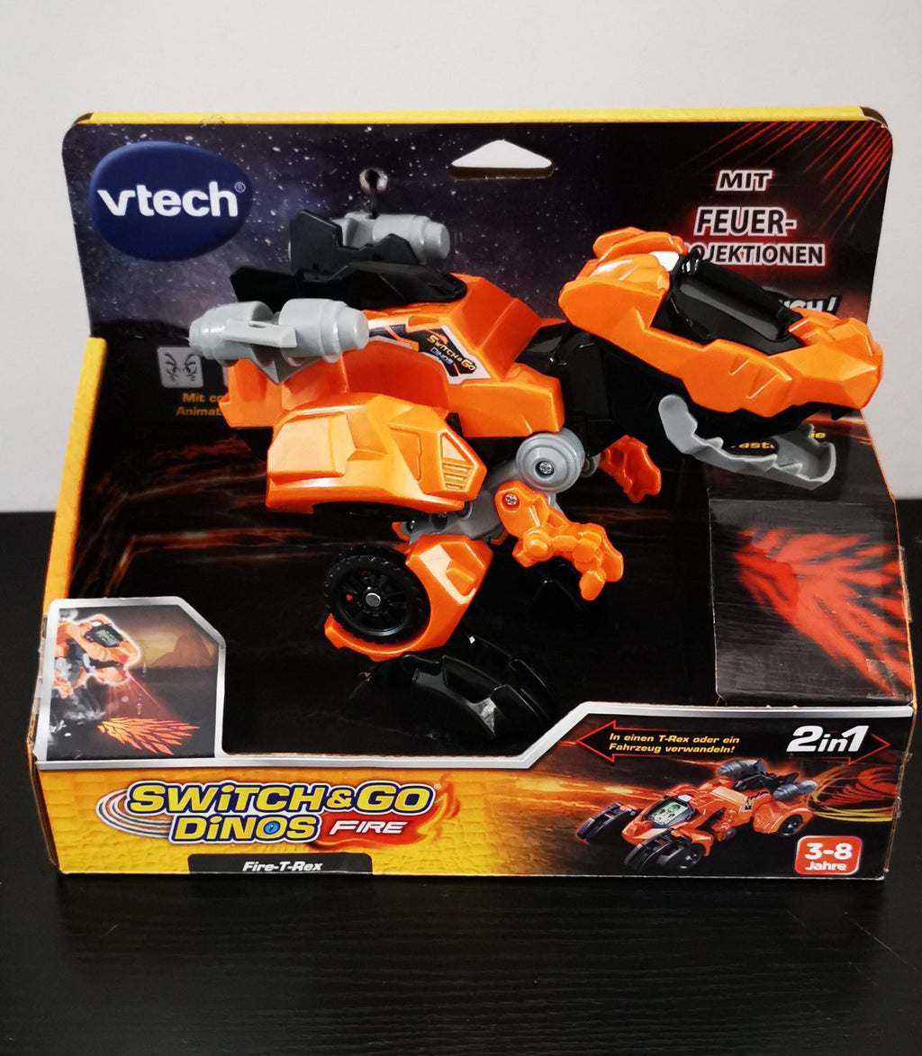 Switch & Go Dinos - Fire-T-Rex | Figurka 2w1 Dinozaur i Samochód Wyścigowy
