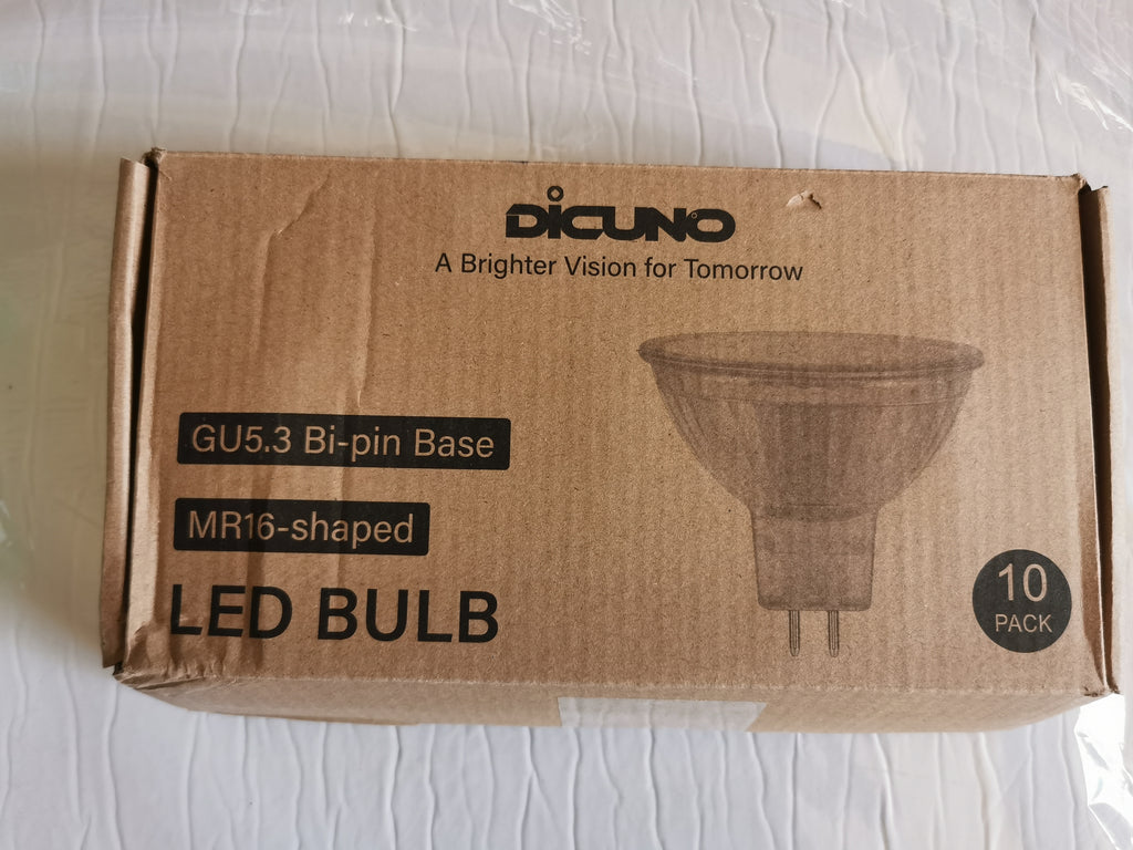 DiCUNO GU5.3 LED Dimmowalny 5W 6000K MR16 Lampa Punktowa 120° Kąt – Opakowanie 10