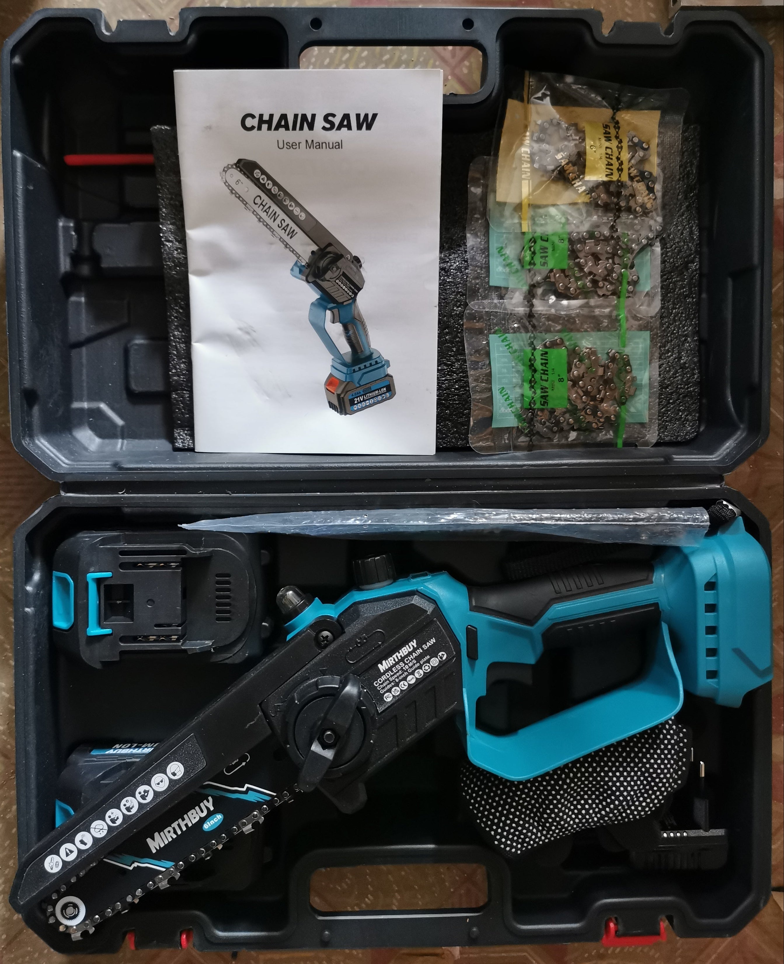 6/8in Brushless Mini Chainsaw with 8000mAh Battery, Upgraded Chain Lubrication – 6/8in