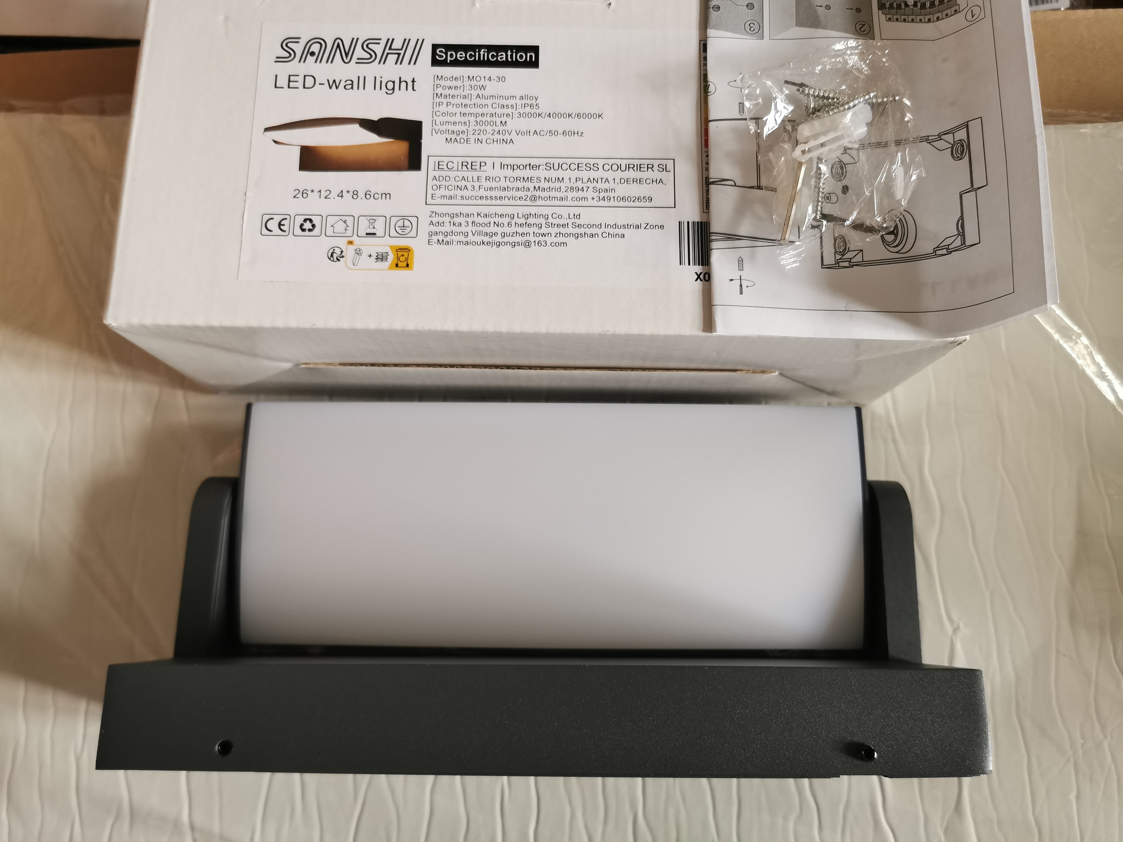 Outdoor Wall Light 30W IP65 Waterproof 350° Rotatable LED Panel – Dark Grey