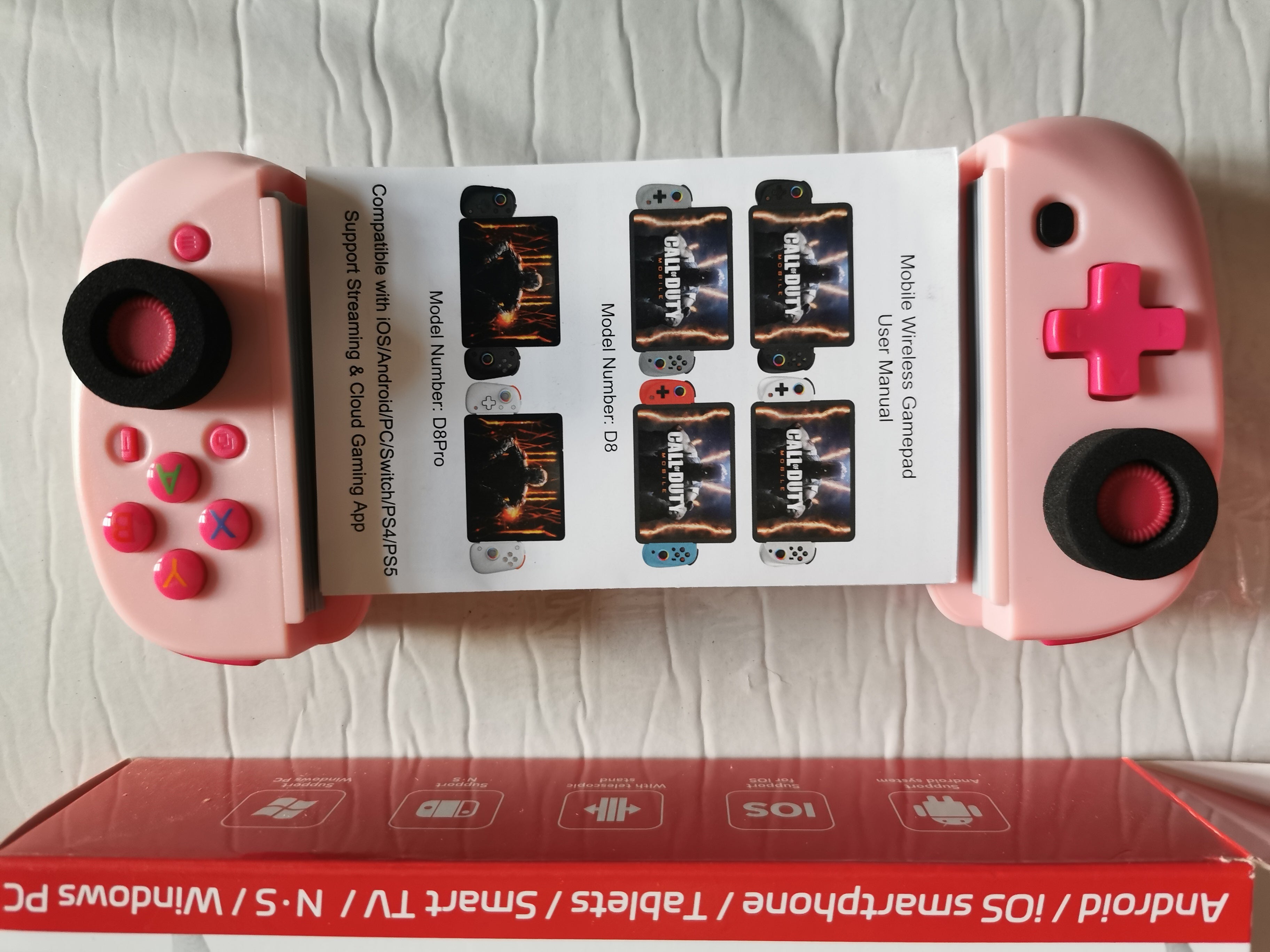 Phone Controller for iPhone/Android, D8 for Switch/PS/PC – Pink