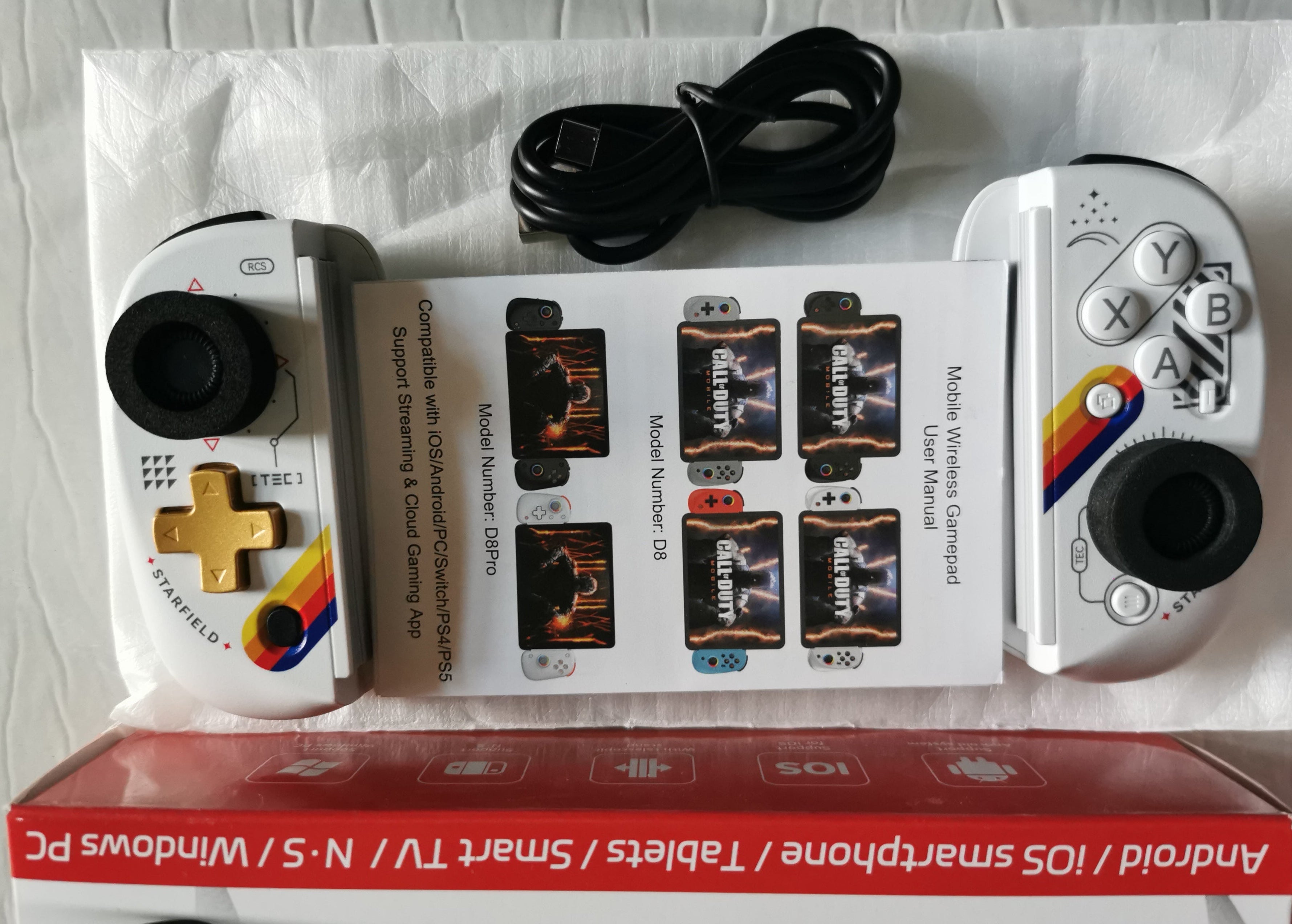 Joso D8 Gaming Controller for iPhone/iPad/Android/Switch/PS/PC White
