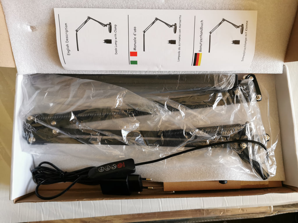 SKYLEO LED Desk Lamp with Clamp and Base – Black