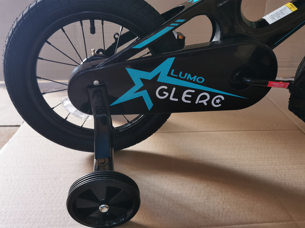 Glerc Lumo Rowerek Dziecięcy 14 cali – Lekka Rama Magnezowa, Czarno-Niebieski, Dla Dzieci 3-5 lat