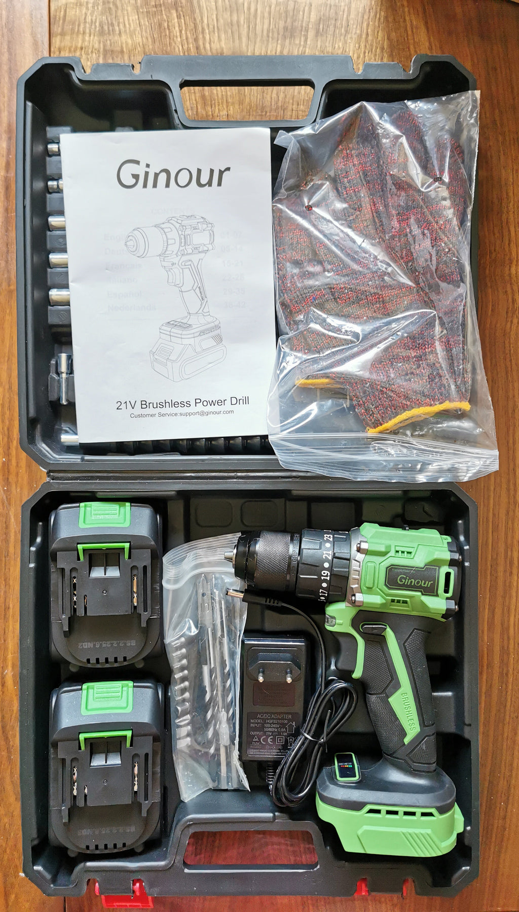 Wiertarko-wkrętarka Udarowa Bezszczotkowa Ginour 800W 21V 50Nm – Zestaw 47 Elementów