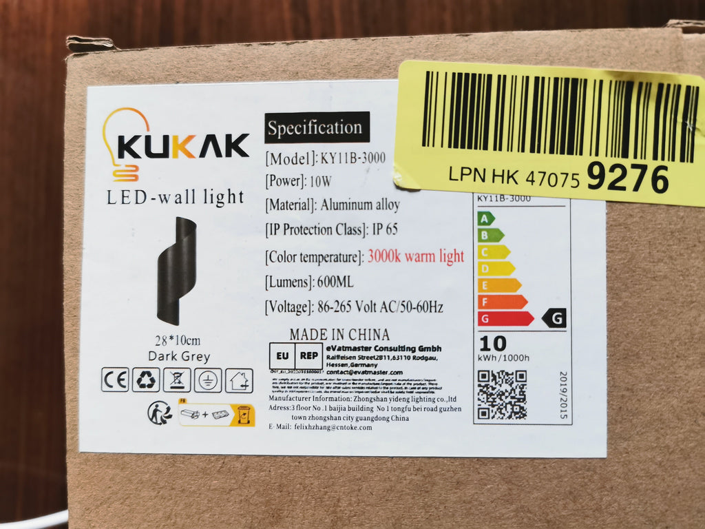 Lampa Ścienna LED w Kształcie S – IP65, 10W, Wewnątrz i Na Zewnątrz