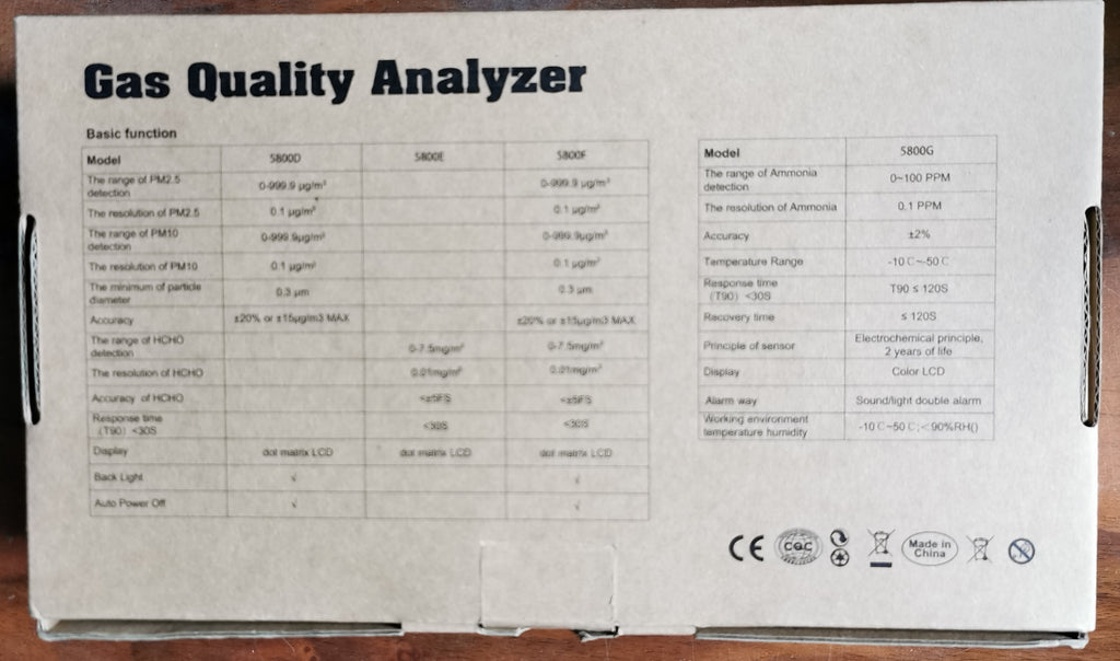 Monitor Jakości Powietrza WapoRich RQ-5800N – HCHO, TVOC, Temp, Wilgotność